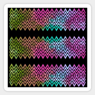 Colourful Green and Pink Zigzag Silhouette Digital Art Magnet